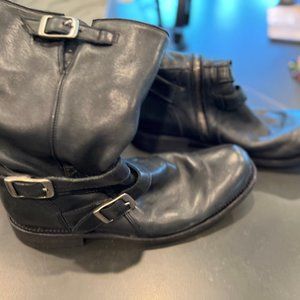 John Varvatos Leather Motorcycle Boots Black
